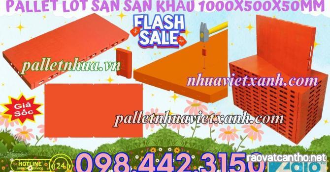 Pallet nhựa sân khấu 1000x500x50mm màu cam