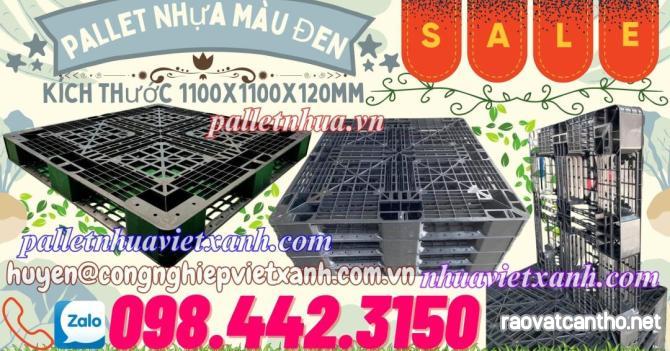 Pallet nhựa xuất khẩu 1100x1100x120mm màu đen hàng mới giá cực sốc