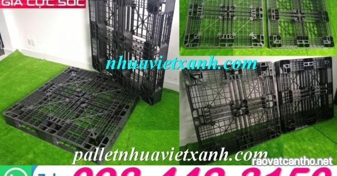 Pallet nhựa xuất khẩu 1100x1100x120mm màu đen hàng mới giá cực sốc