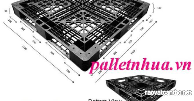 Pallet nhựa xuất khẩu 1100x1100x120mm màu đen hàng mới giá cực sốc