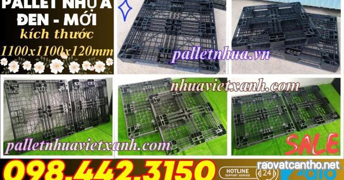 Pallet nhựa xuất khẩu 1100x1100x120mm màu đen hàng mới giá rẻ