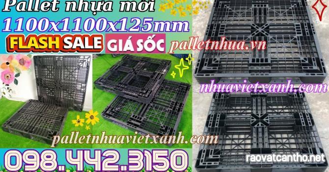 Pallet nhựa xuất khẩu 1100x1100x125mm hàng mới màu đen giá sốc