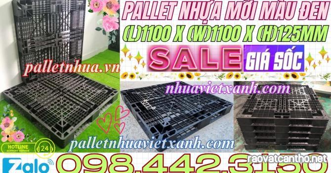 Pallet nhựa xuất khẩu 1100x1100x125mm hàng mới màu đen giá sốc