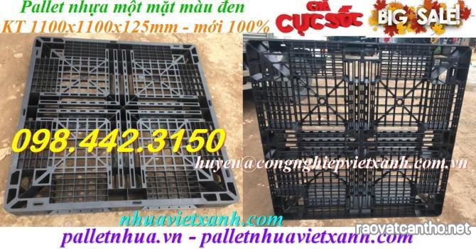 Pallet nhựa xuất khẩu 1100x1100x125mm màu đen giá rẻ call 0984423150 Huyền