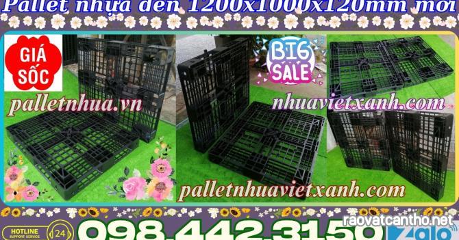 Pallet nhựa xuất khẩu 1200x1000x120mm hàng mới màu đen