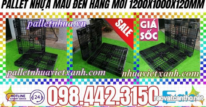 Pallet nhựa xuất khẩu 1200x1000x120mm hàng mới màu đen