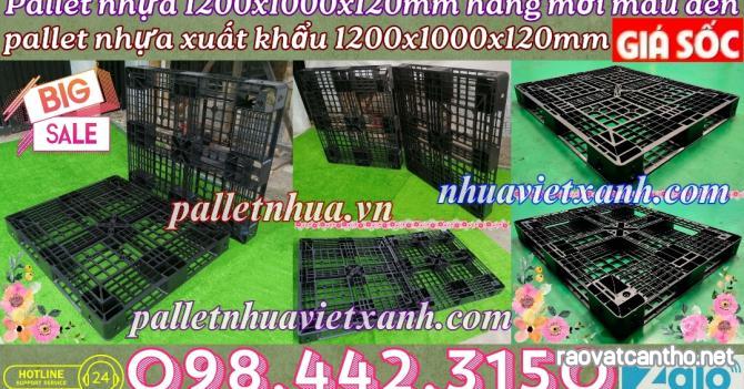 Pallet nhựa xuất khẩu 1200x1000x120mm hàng mới màu đen