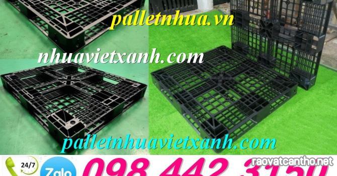 Pallet nhựa xuất khẩu 1200x1000x120mm màu đen hàng mới