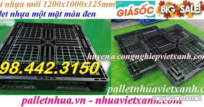 Pallet nhựa xuất khẩu 1200x1000x125mm màu đen hàng mới giá cực sốc