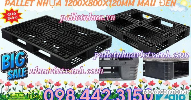 Pallet nhựa xuất khẩu 1200x800x120mm màu đen hàng mới