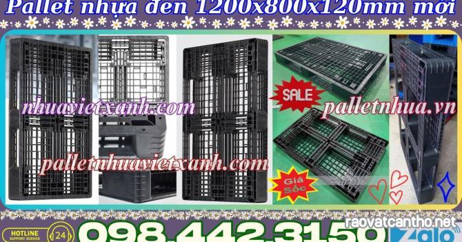 Pallet nhựa xuất khẩu 1200x800x120mm màu đen hàng mới