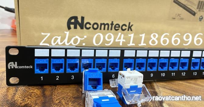 Patch panel 16 cổng Cat6 UTP 1U 19inch hiệu Ancomteck ACT-16S1U,ACT-JK28-C6-US