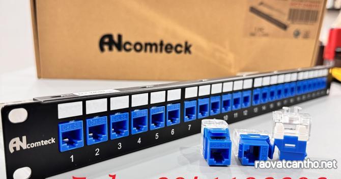 Patch panel 24 cổng Cat6 UTP mã ACT-24S1U, ACT-JK28-C6-US chính hãng ANCOMTECK