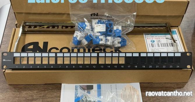 Patch panel 24 cổng Cat6 UTP mã ACT-24S1U, ACT-JK28-C6-US chính hãng ANCOMTECK