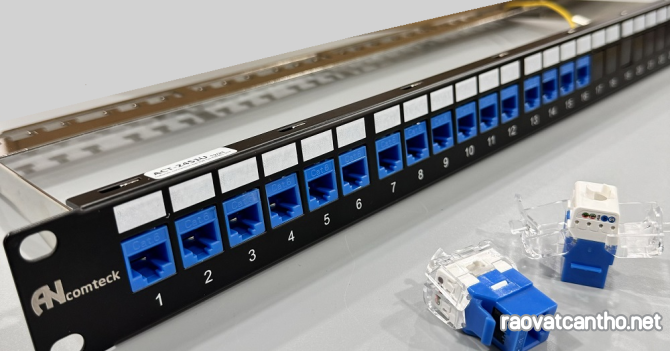 Patch panel 24 cổng Cat6 UTP mã ACT-24S1U, ACT-JK28-C6-US chính hãng ANCOMTECK