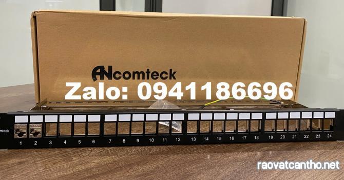 Patch panel 24 cổng Cat6A FTP 1U 19inch hiệu Ancomteck mã ACT-24S1U, ACT-S6A-T001