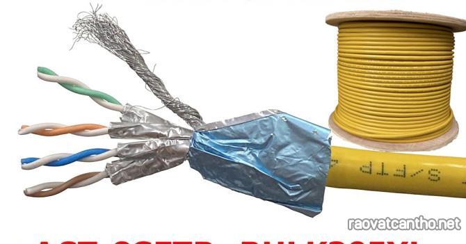 Phân phối độc quyền Cáp mạng Ancomteck SFTP CAT8 23AWG hỗ trợ 40GB, màu vàng, dài 305m/cuộn