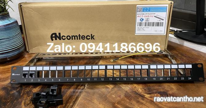 Sẵn kho Thanh đấu nổi patch panel 8 cổng Cat5E/ CAT6 UTP 1U 19inch hiệu Ancomteck