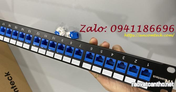 Sẵn kho Thanh đấu nổi patch panel 8 cổng Cat5E/ CAT6 UTP 1U 19inch hiệu Ancomteck