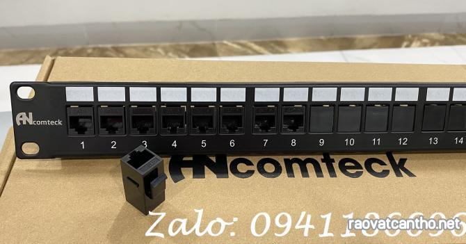 Sẵn kho Thanh đấu nổi patch panel 8 cổng Cat5E/ CAT6 UTP 1U 19inch hiệu Ancomteck