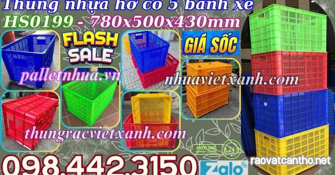 Sóng nhựa hở HS0199 có 5 bánh xe