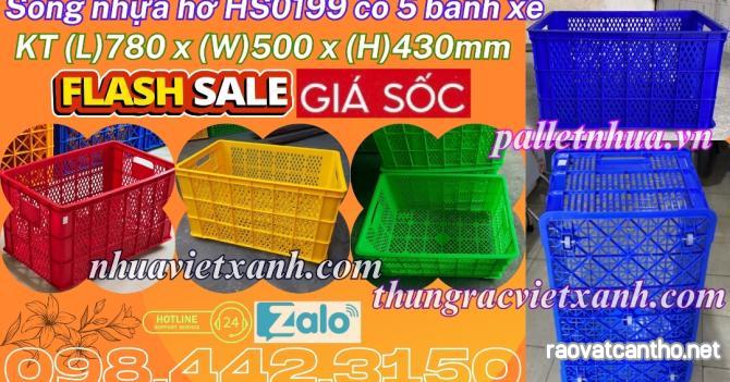 Sóng nhựa hở HS0199 có 5 bánh xe