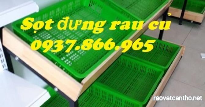 Sọt đựng rau viet grap, sọt cao 15, sọt rau củ trong siêu thị, sóng nhựa hở