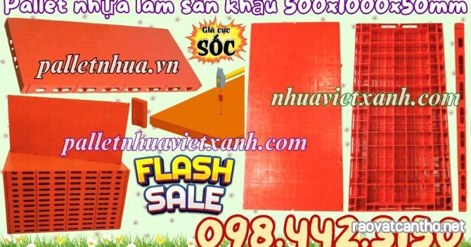 Tấm nhựa lót sàn sân khấu 500x1000x50m mặt kín màu cam