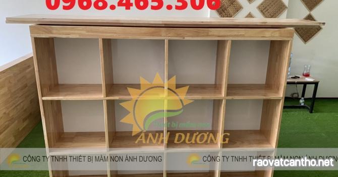 Kệ balo mầm non bằng gỗ, tủ cặp mầm non chất lượng cao