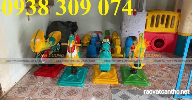 Thú nhún lò xo composite voi, gà, ngựa dành cho trẻ em
