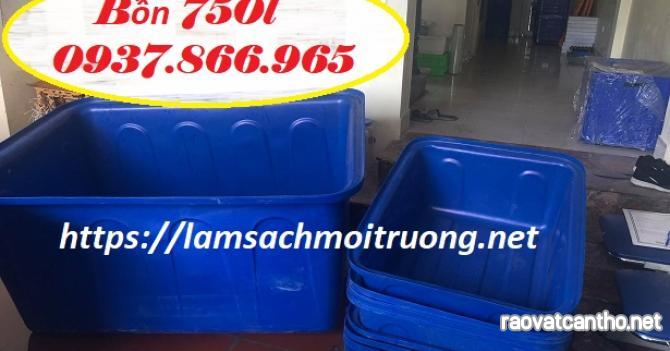 Thùng đựng hải sản, thùng 1 khối, thùng dung tích lớn 1000l màu xanh, thùng chữ nhật d