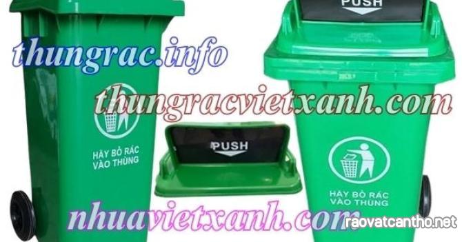 Thùng rác 120 lít nắp hở - nhựa HDPE - 2 bánh xe