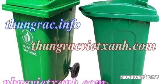 Thùng rác 240 lít nắp hở - nhựa HDPE - 2 bánh xe