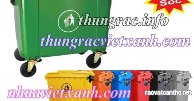 Thùng rác 660 lít nhựa HDPE 4 bánh xe nhiều màu - phân loại rác