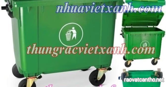 Thùng rác 660 lít nhựa HDPE 4 bánh xe nhiều màu sắc