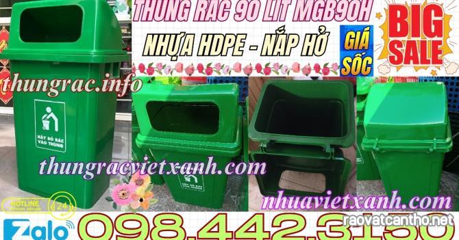 Thùng rác 90 lít nắp hở nhựa HDPE MGB90H