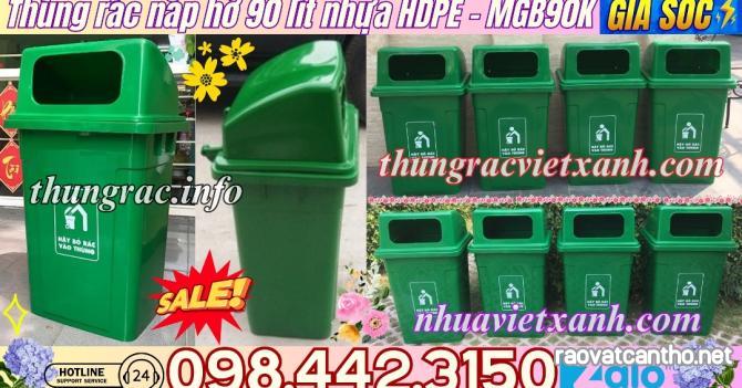 Thùng rác 90 lít nắp hở nhựa HDPE MGB90H