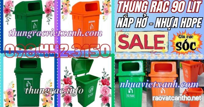 Thùng rác 90 lít nắp hở nhựa HDPE MGB90H