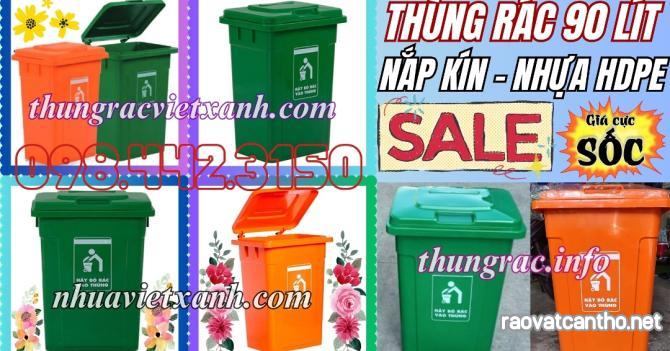 Thùng rác 90 lít nắp kín nhựa HDPE MGB90K