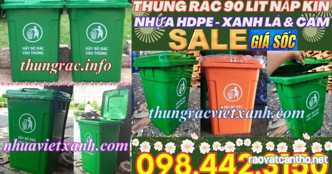 Thùng rác 90 lít nắp kín nhựa HDPE MGB90K