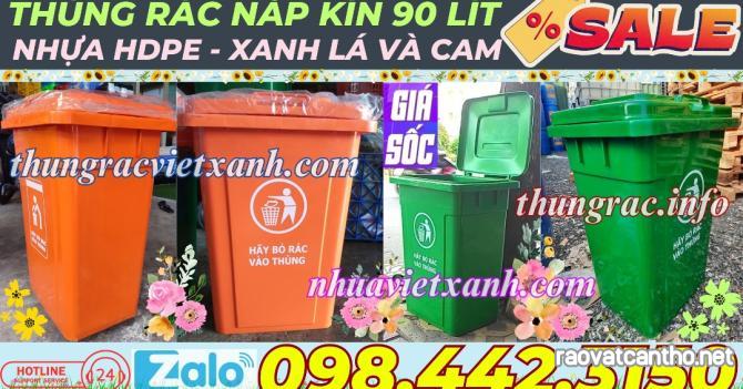 Thùng rác 90 lít nắp kín nhựa HDPE MGB90K