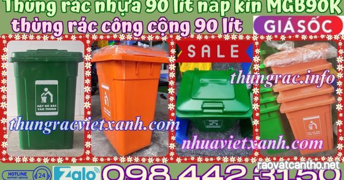 Thùng rác 90 lít nắp kín nhựa HDPE MGB90K