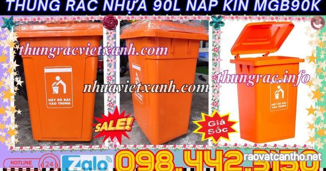 Thùng rác 90 lít nắp kín nhựa HDPE MGB90K