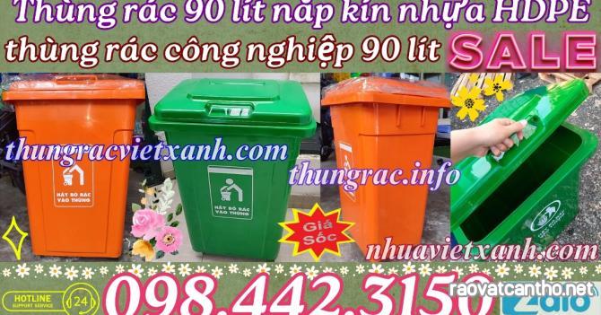 Thùng rác 90 lít nắp kín nhựa HDPE MGB90K