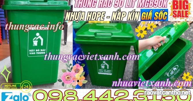 Thùng rác 90 lít nắp kín nhựa HDPE MGB90K