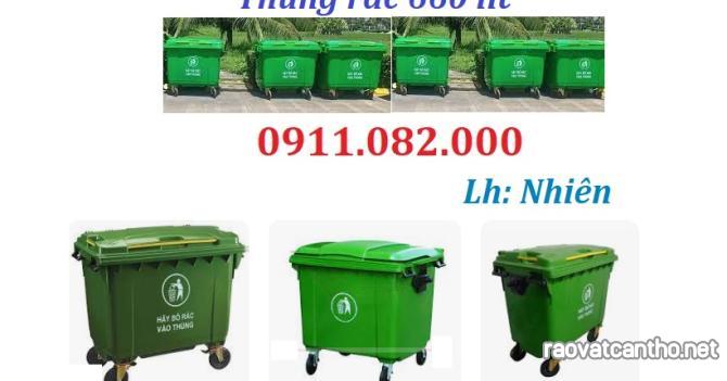 Thùng rác giá rẻ, thùng rác dày, chịu lực tốt, bền màu- thùng rác 120l 240l 660l giá sỉ- lh 0911082