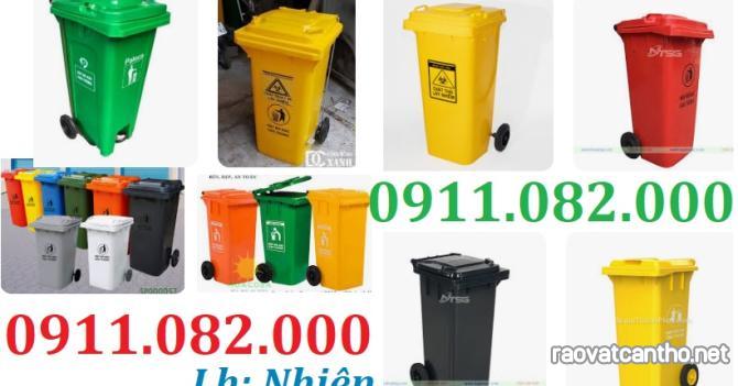 Thùng rác giá rẻ, thùng rác dày, chịu lực tốt, bền màu- thùng rác 120l 240l 660l giá sỉ- lh 0911082