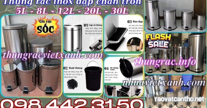 Thùng rác inox có chân đạp