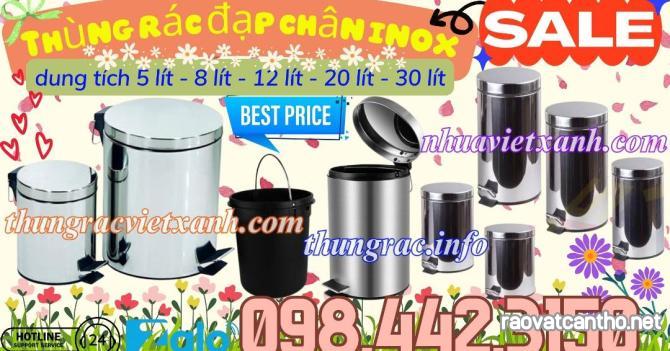 Thùng rác inox đạp chân 5 lít - 8 lít - 12 lít - 20 lít - 30 lít