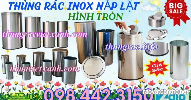 Thùng rác inox nắp bập bênh dạng tròn